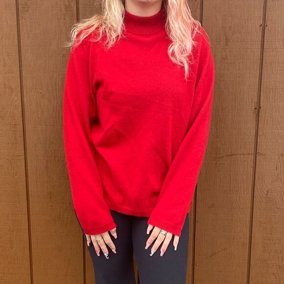 Charter Club 100% Cashmere Red Turtleneck Christmas Sweater - Picture 1 of 12